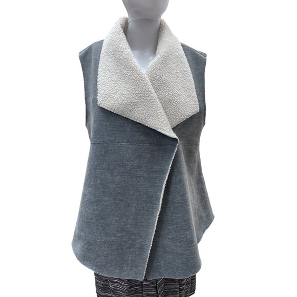 Dylan Jackets & Blazers - Dylan Los Angeles Womens Faux Fux Blue Vest Size M SKU 1103